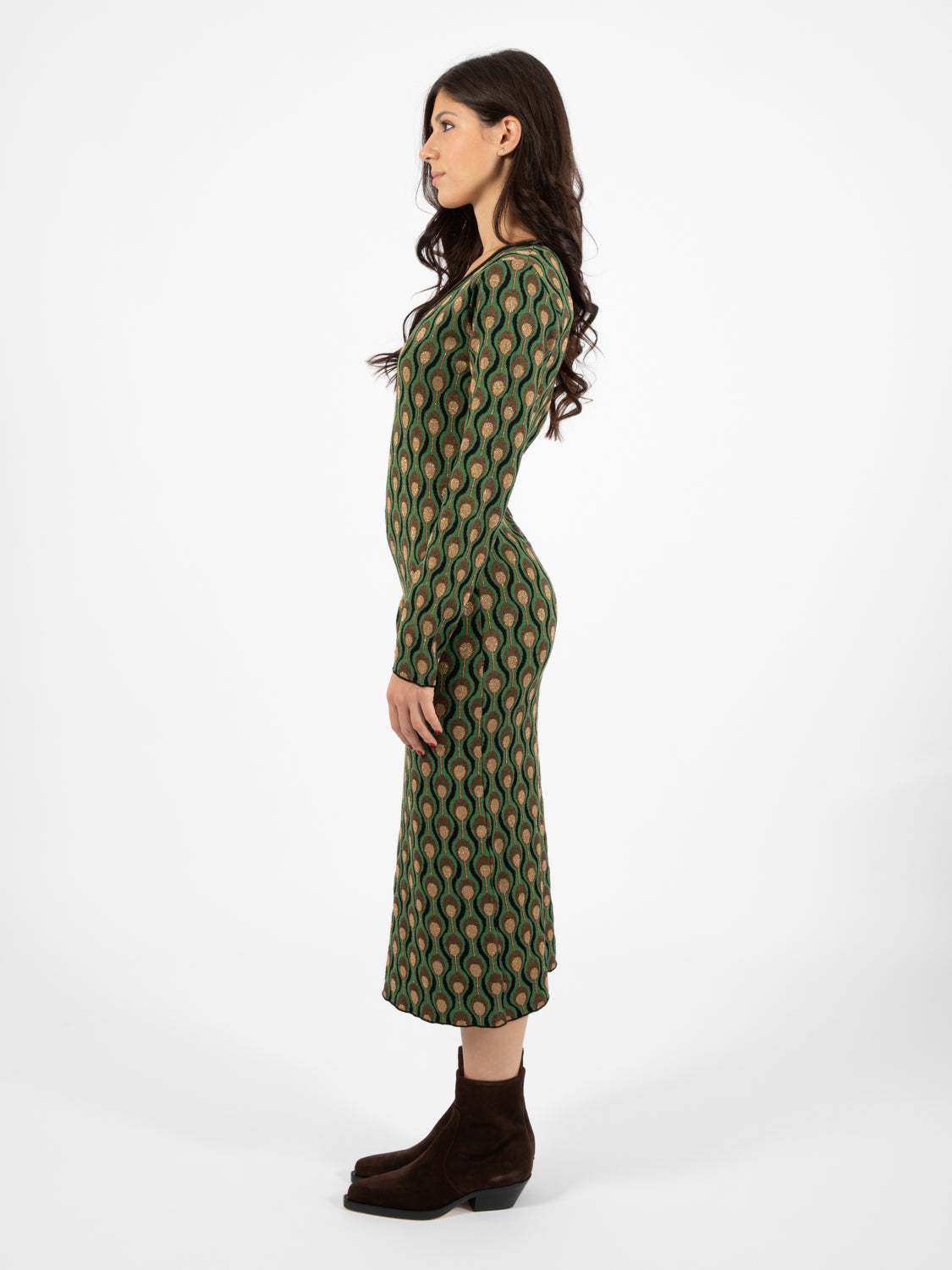 Comfort jacquard dress black / dark green