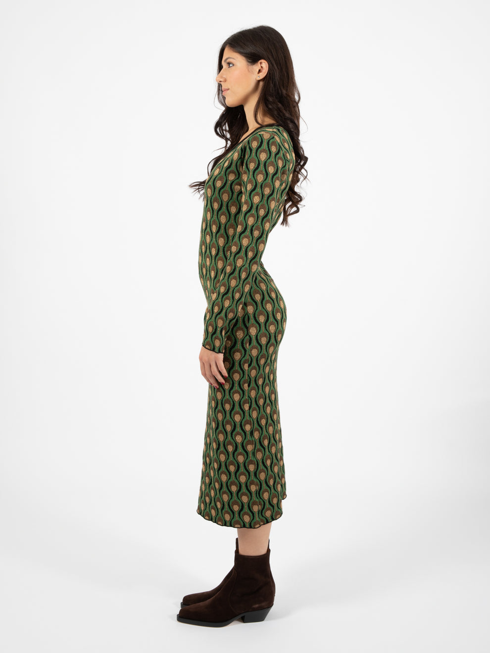 Comfort jacquard dress black / dark green
