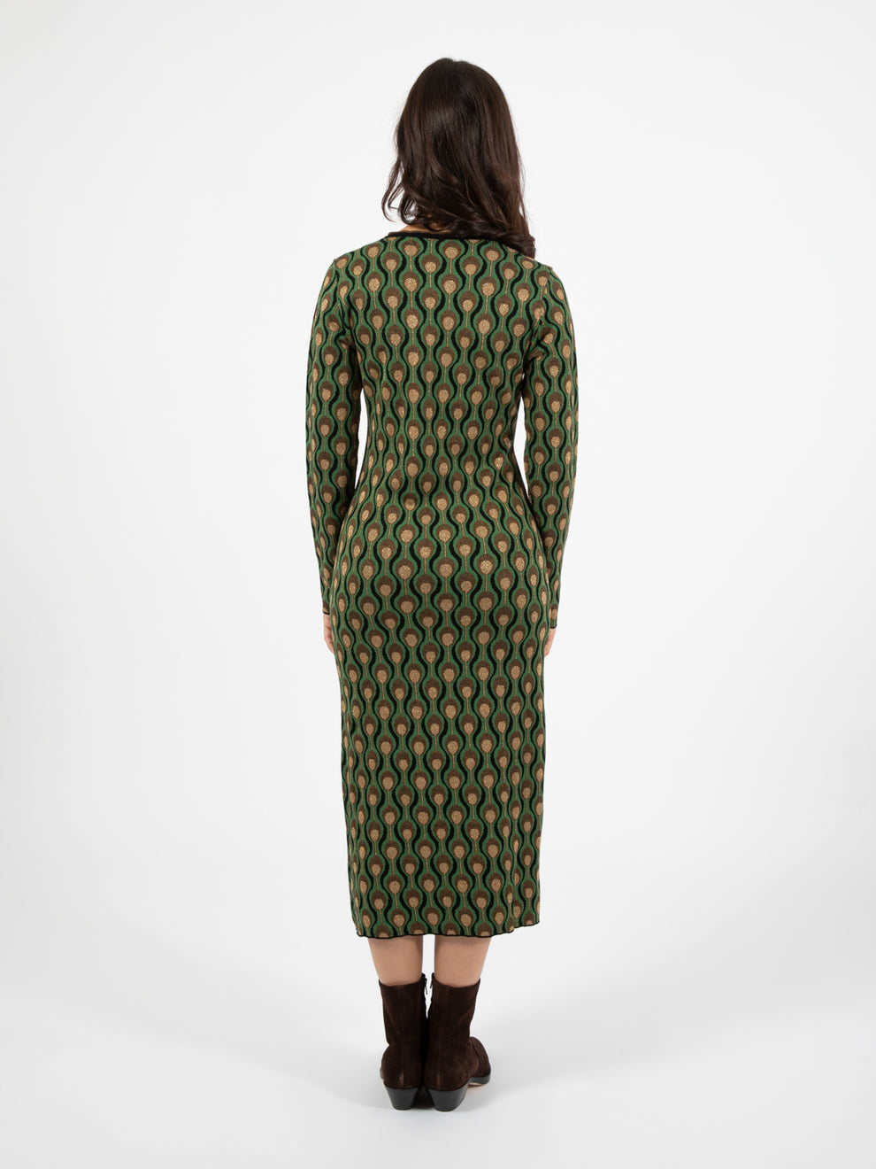 Comfort jacquard dress black / dark green