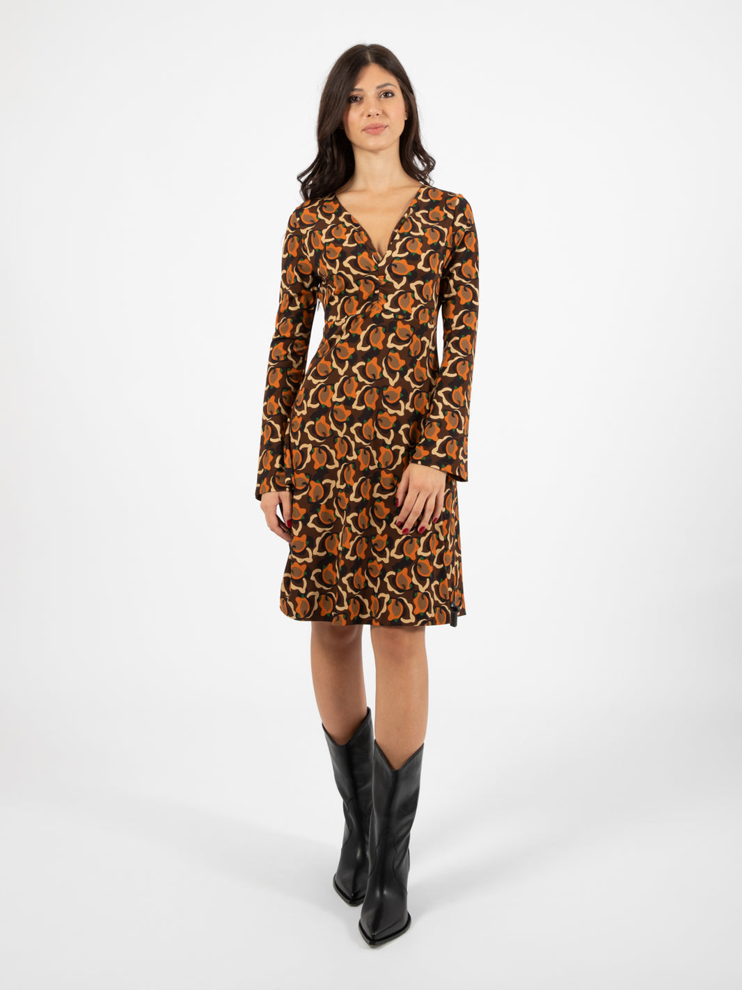 Camoleaves Jer short dress orange / black / dark brown