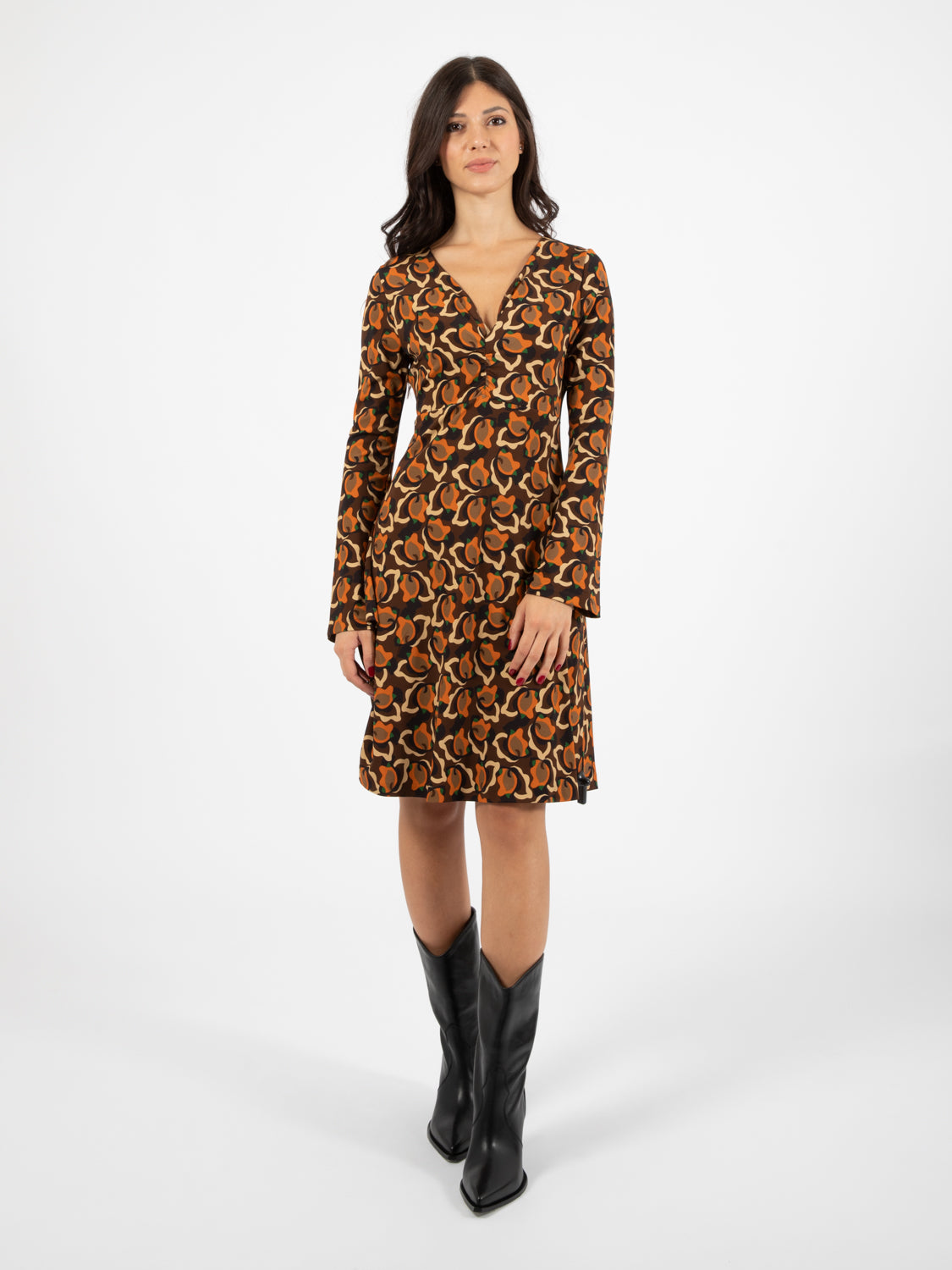 Camoleaves Jer short dress orange / black / dark brown