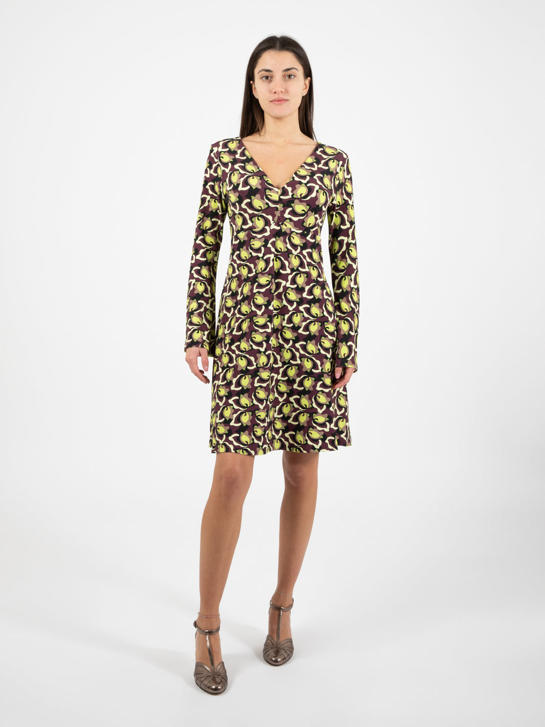 Camoleaves Jer short dress green / black / dark brown