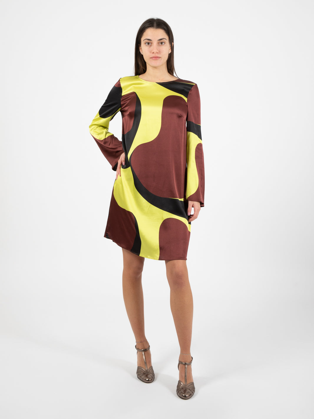 Clio short dress print burgundy / black / acid