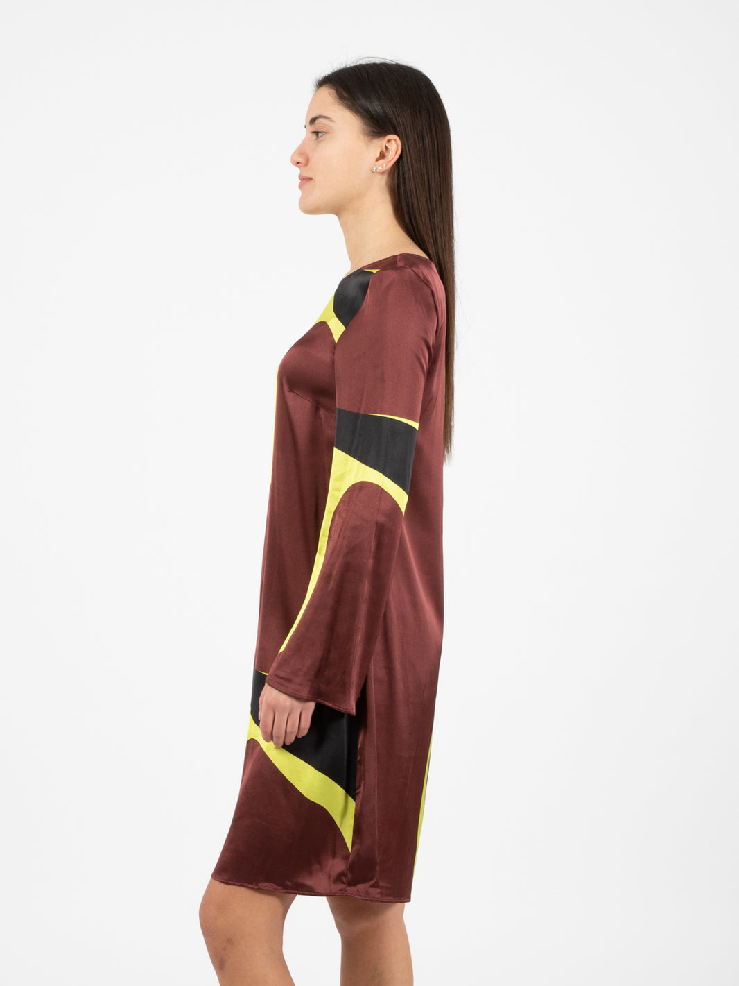 Clio short dress print burgundy / black / acid