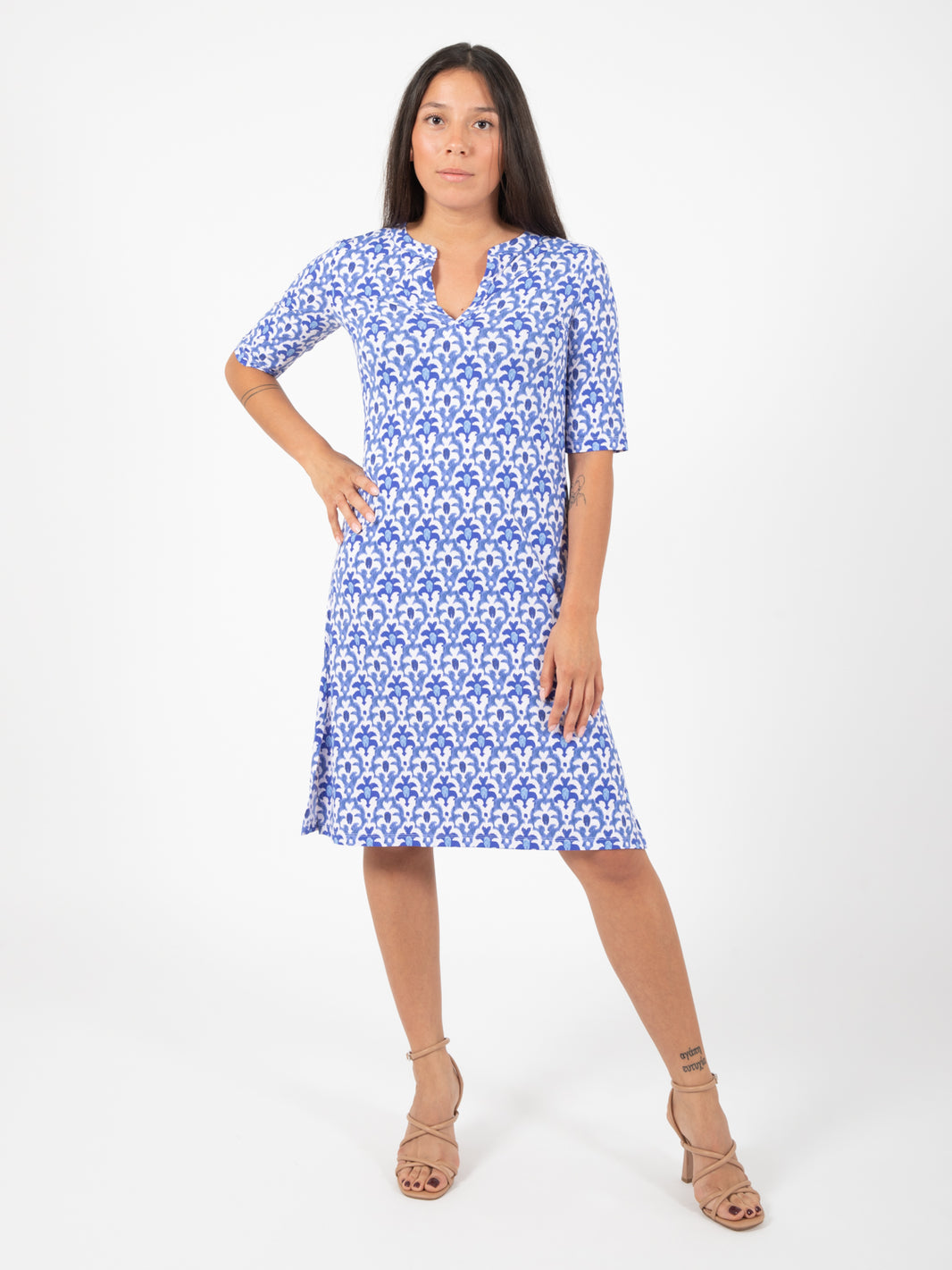 Officinalis short dress blue / white / light blue