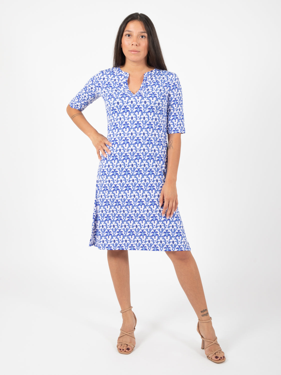 Officinalis short dress blue / white / light blue