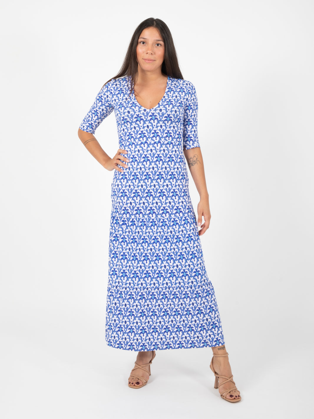 Officinalis long dress blue / white / light blue