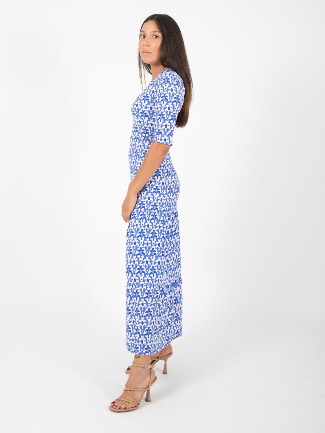 Officinalis long dress blue / white / light blue