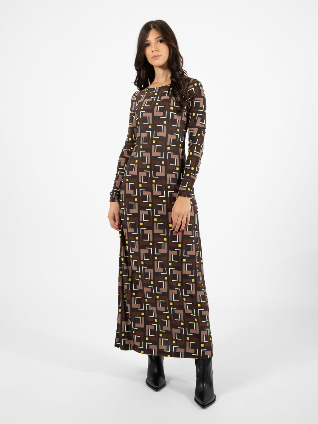 Melody print jersey brown dress