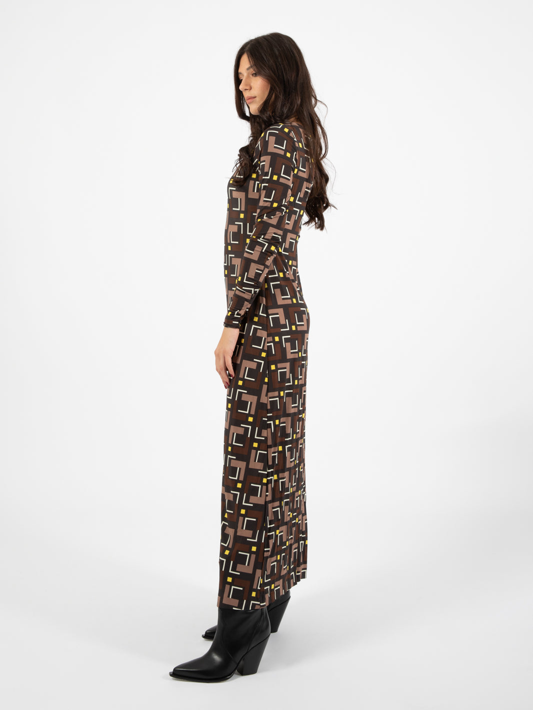 Melody print jersey brown dress