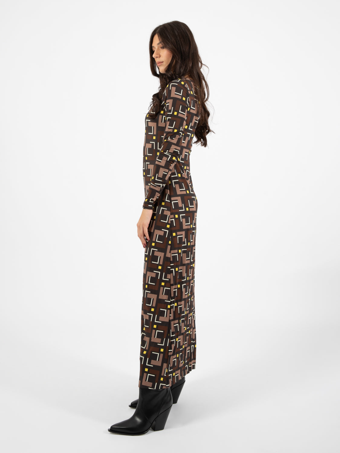 Melody print jersey brown dress
