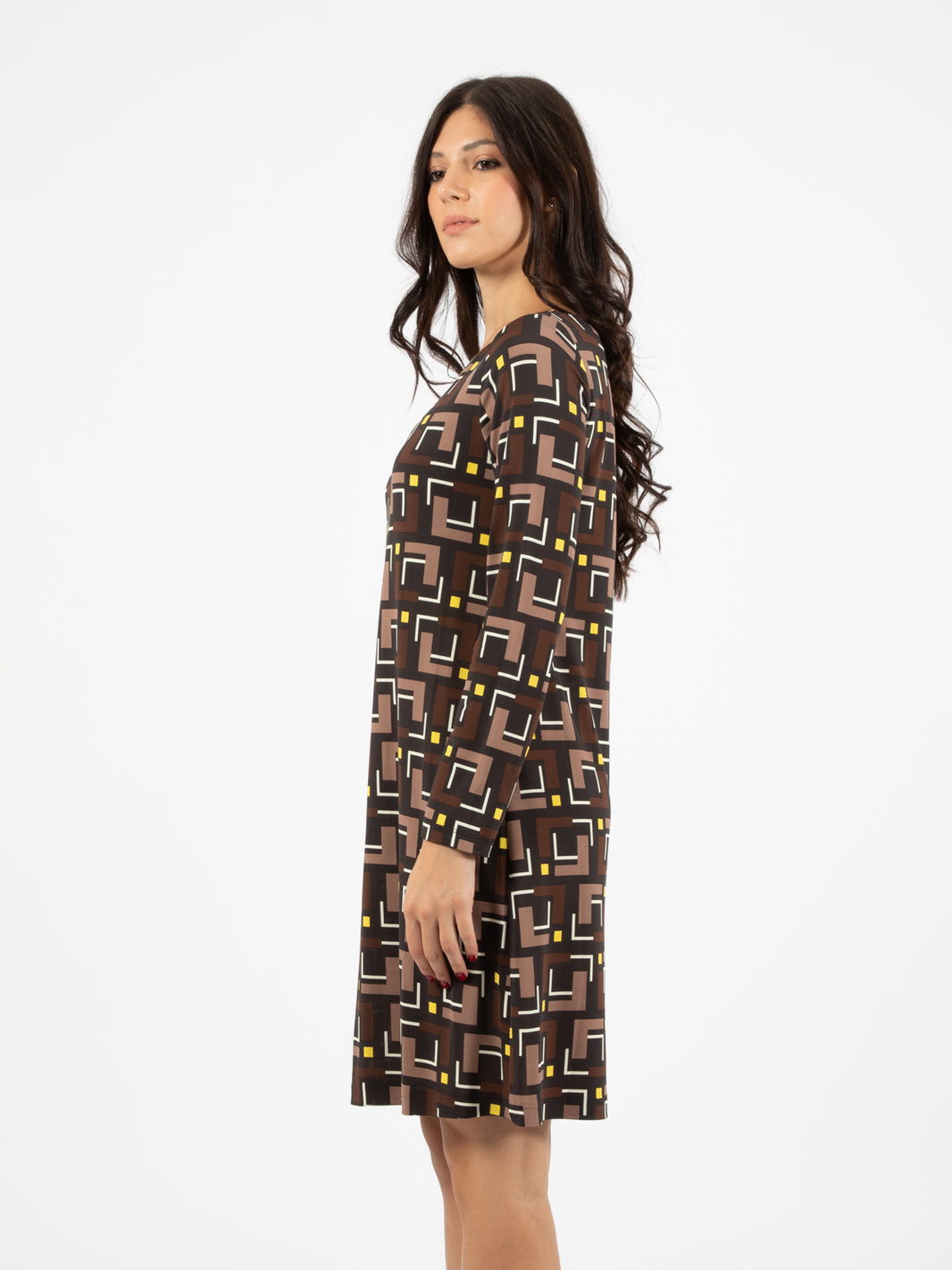 Melody print dress black / beige / dark brown
