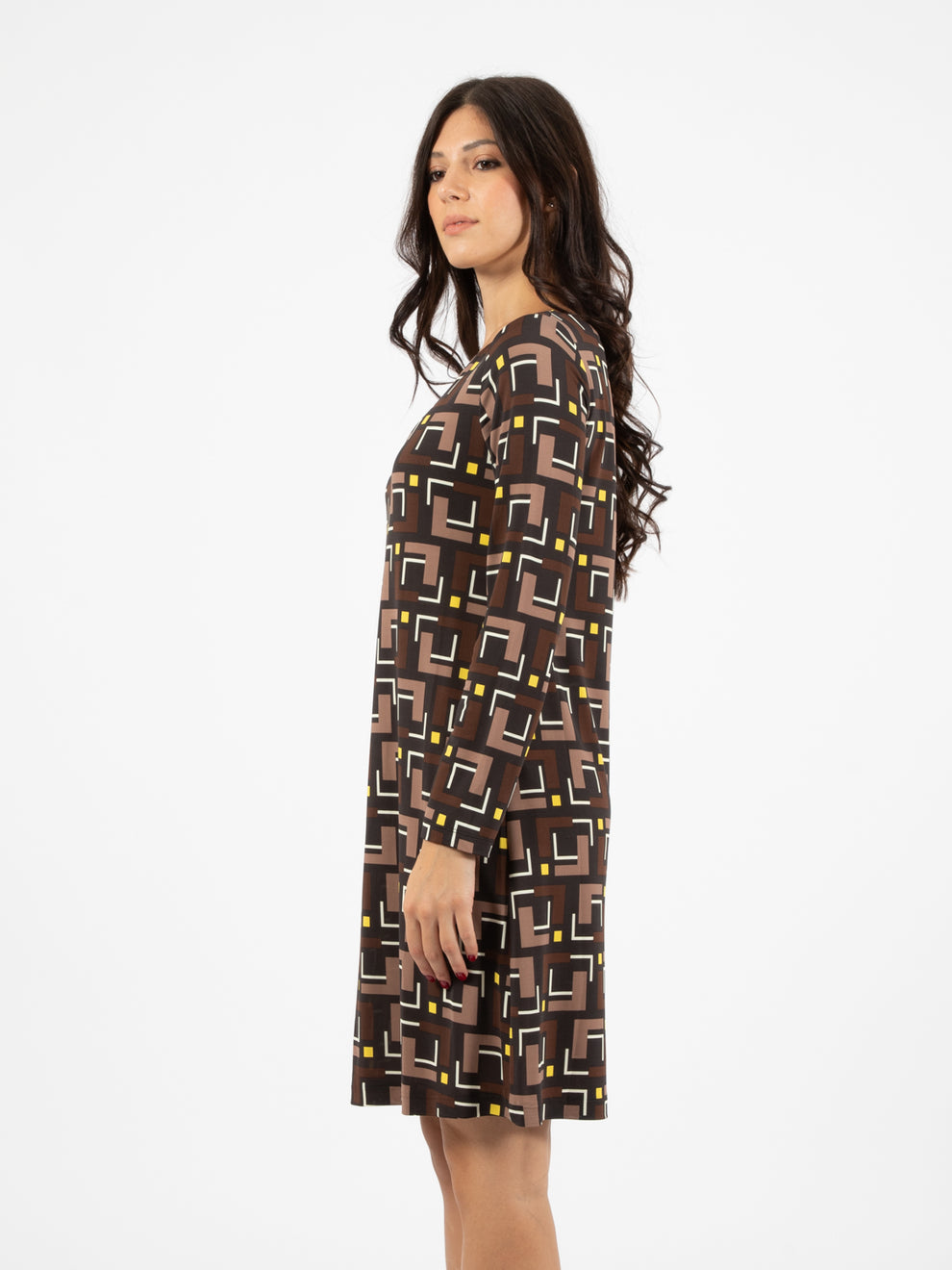 Melody print dress black / beige / dark brown