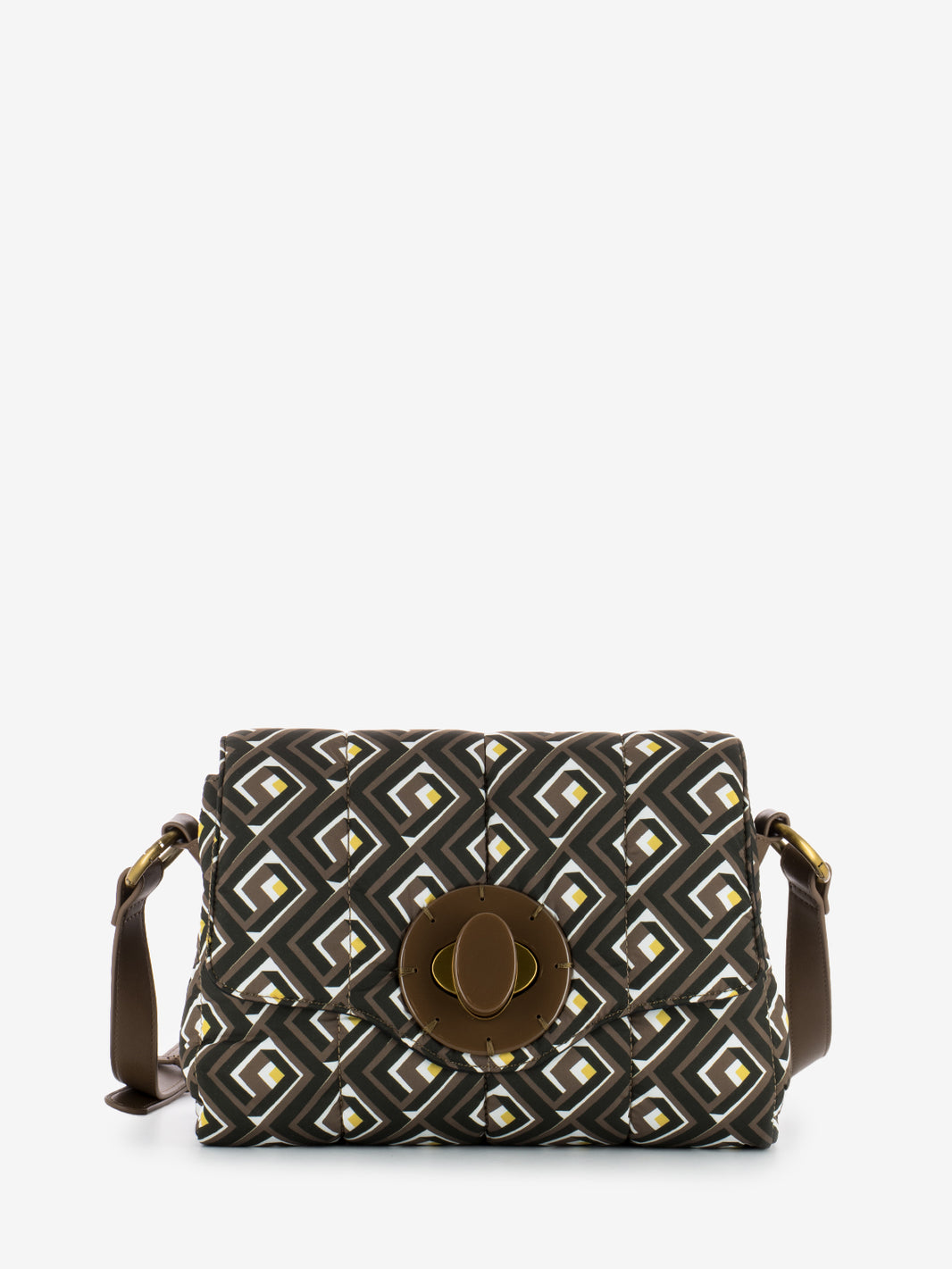 Medium padded shoulder bag brown / yellow / black