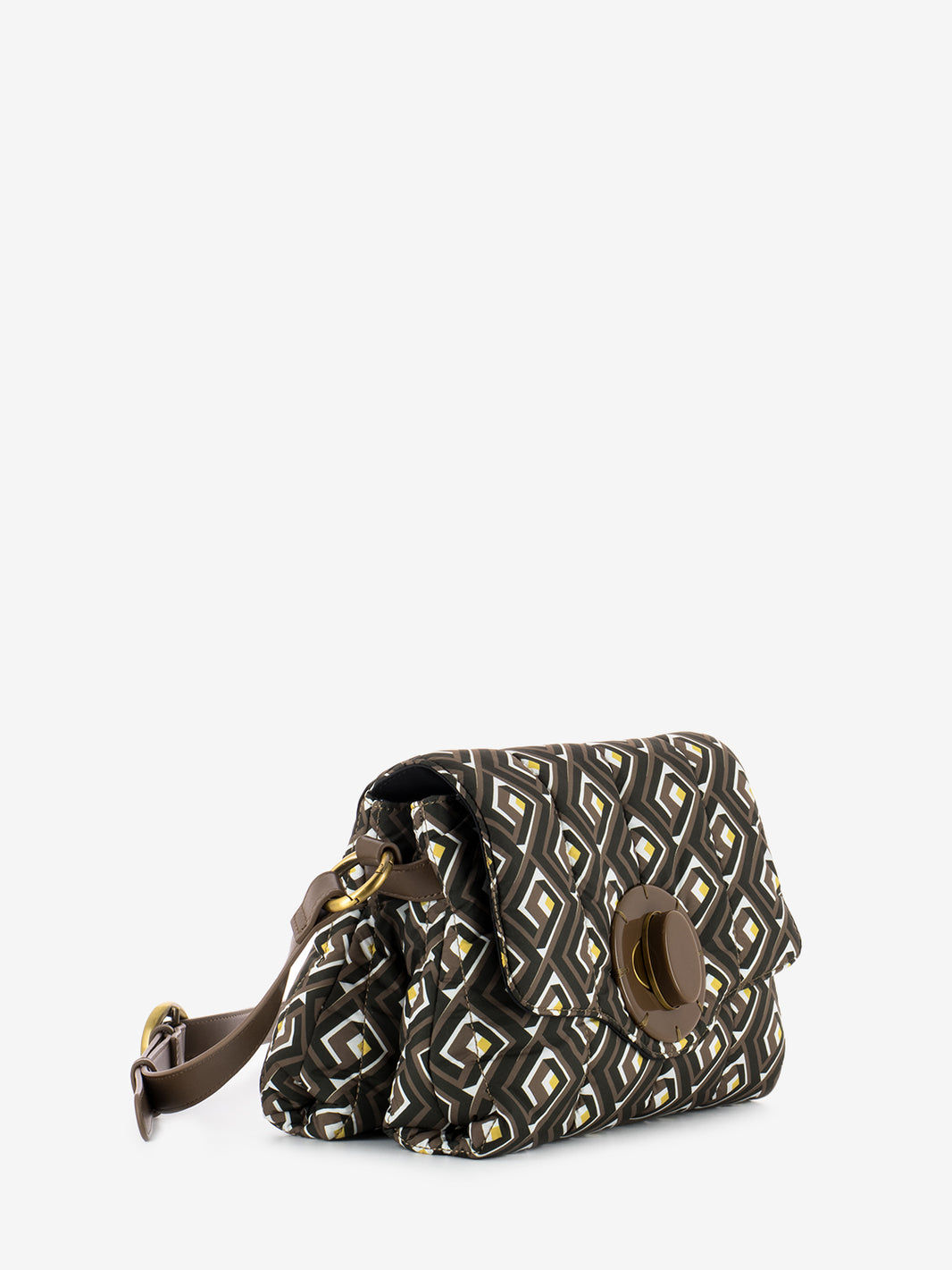 Medium padded shoulder bag brown / yellow / black