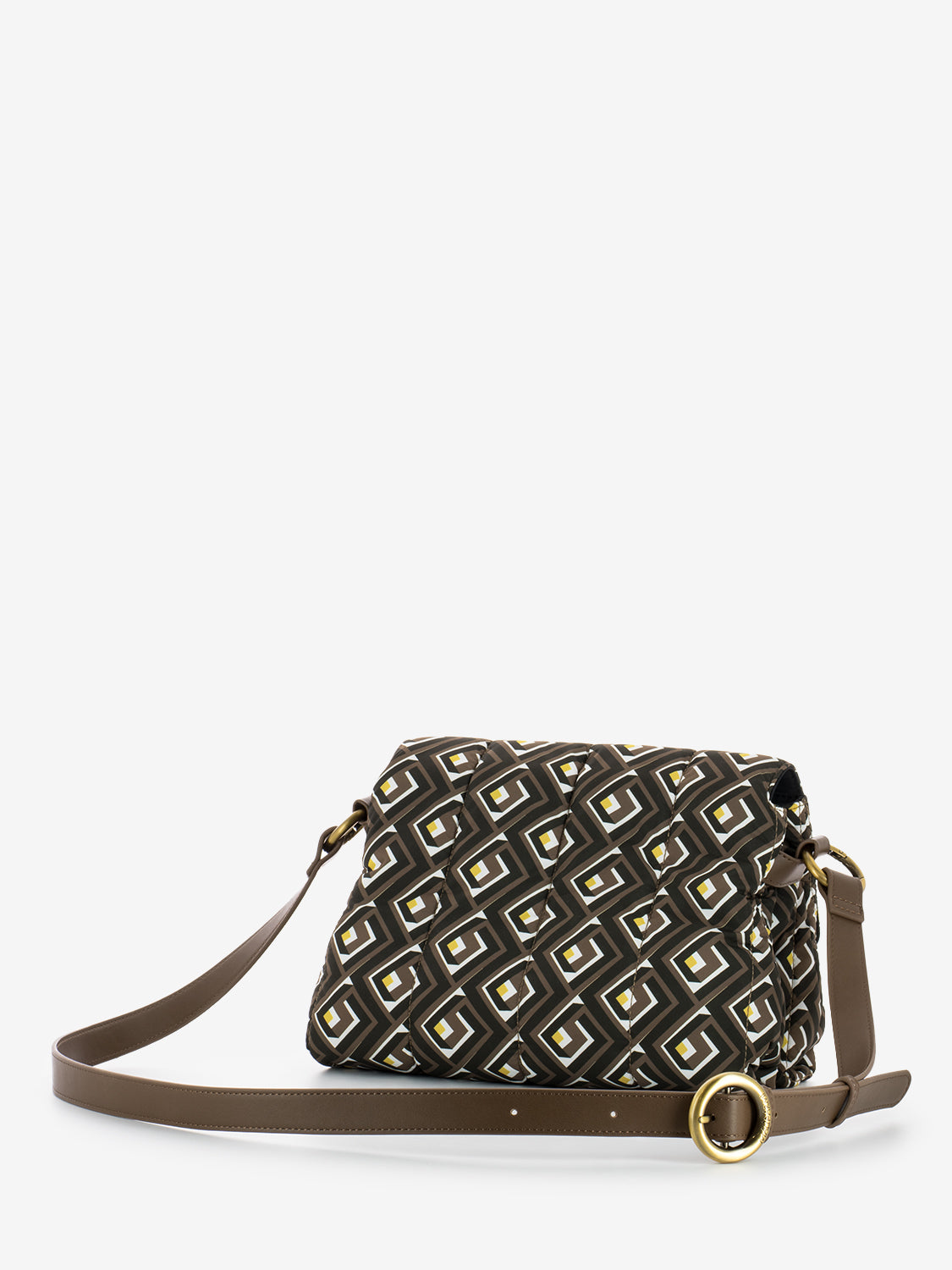 Medium padded shoulder bag brown / yellow / black