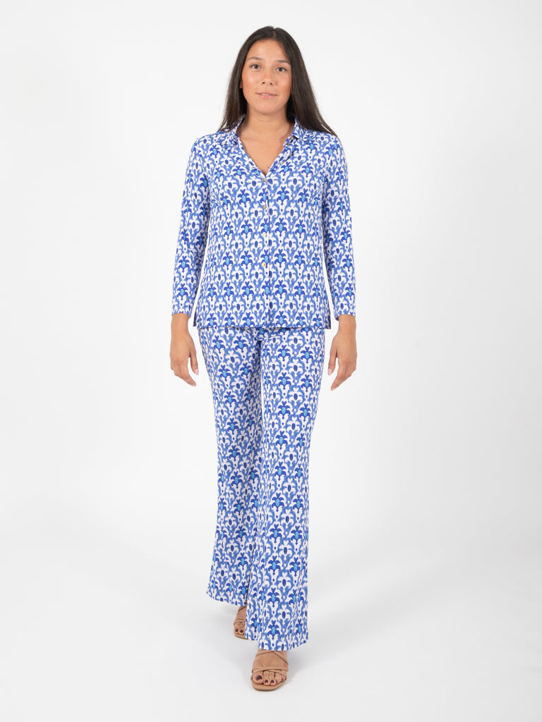 MALIPARMI - Camicia Officinalis jersey blu / bianco / azzurro