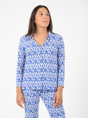 MALIPARMI - Camicia Officinalis jersey blu / bianco / azzurro