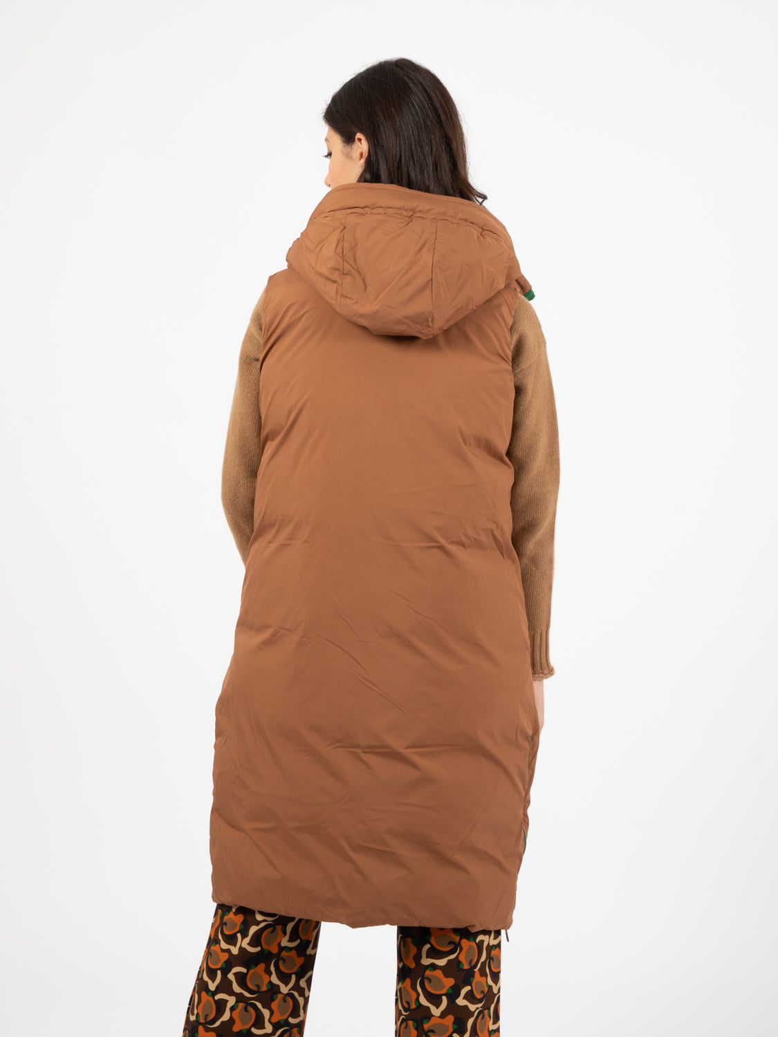 Green/brown double-face long vest