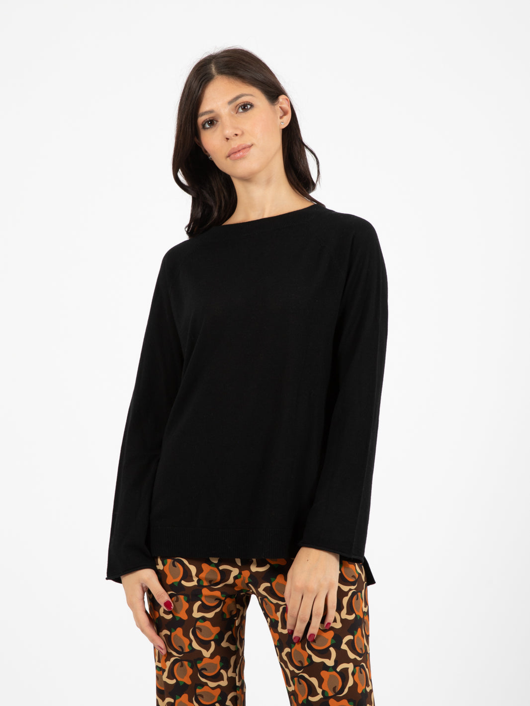 Black wide neck sweater