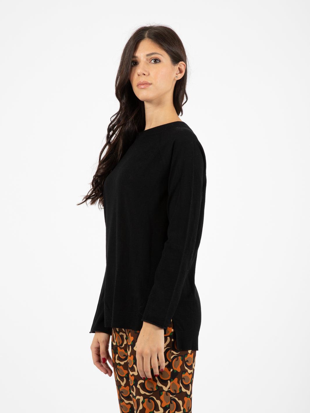 Black wide neck sweater