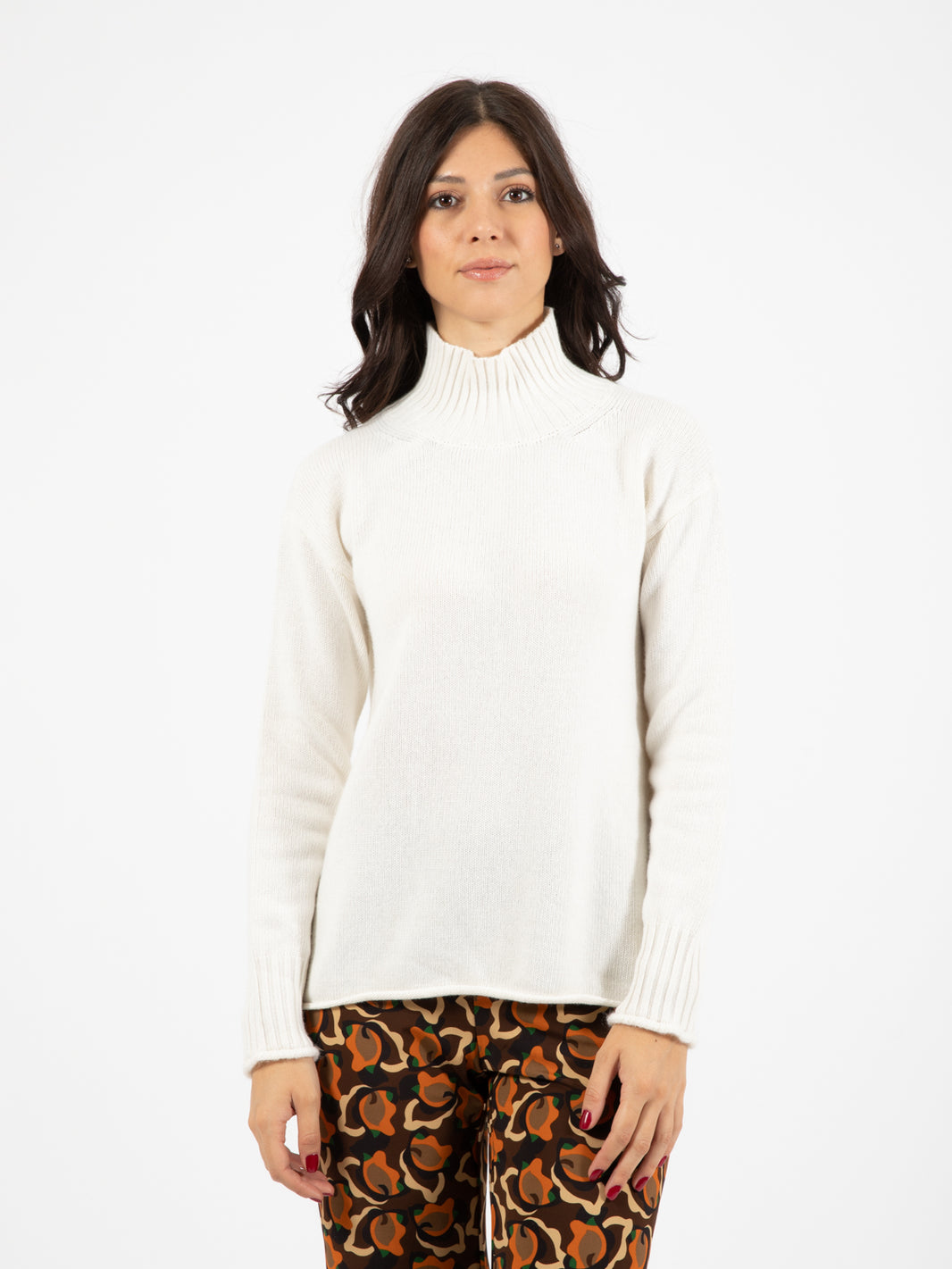 Natural white turtleneck sweater
