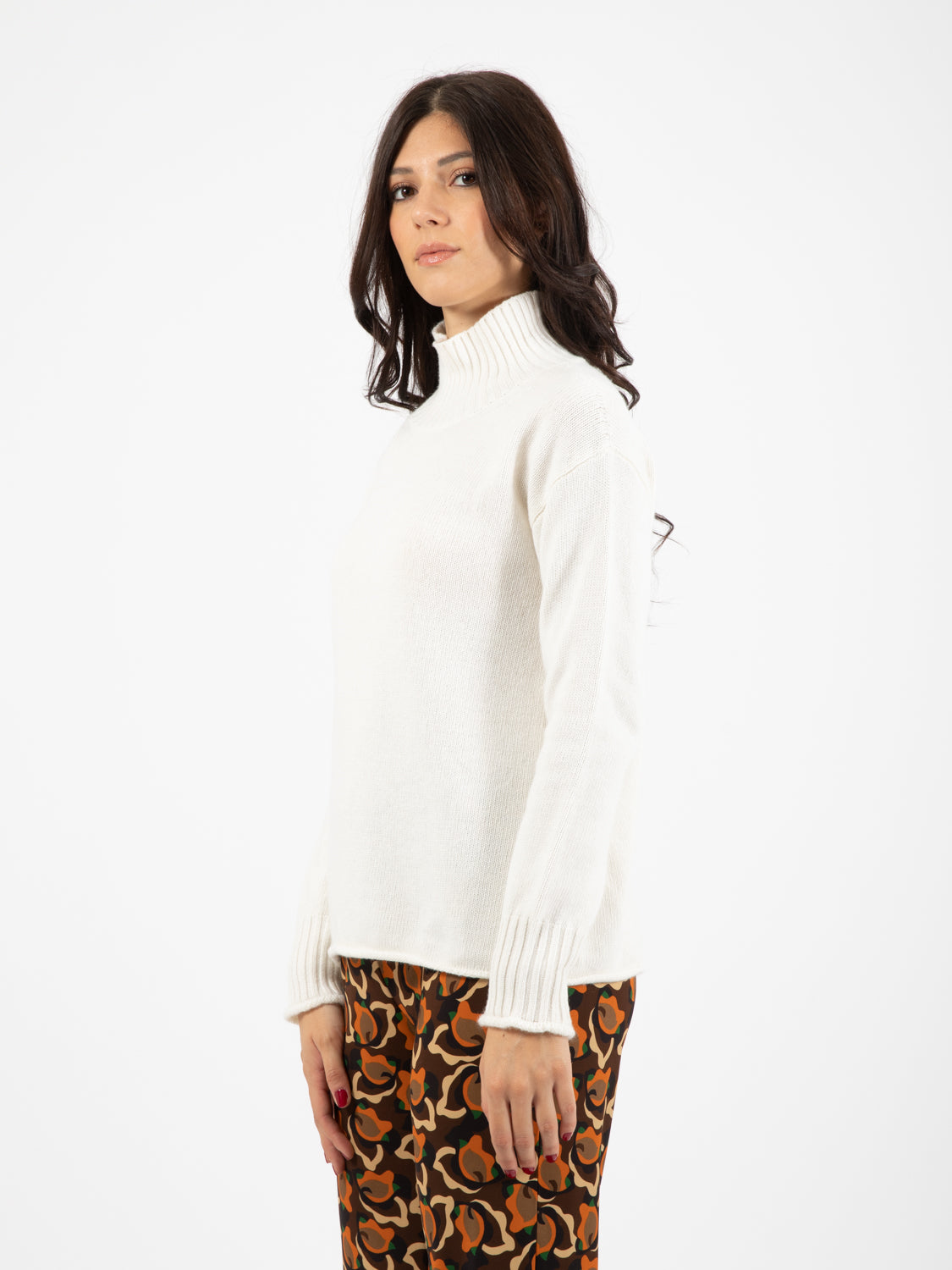 Natural white turtleneck sweater
