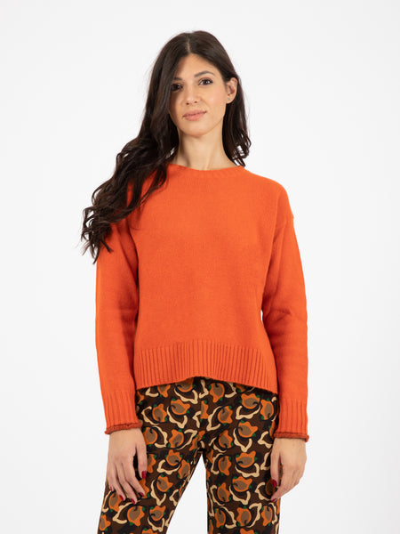 Maglione girocollo arancio