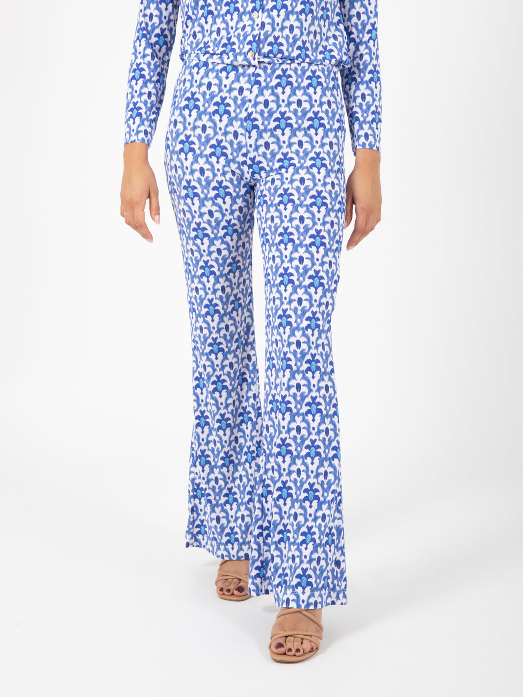 Officinalis flared trousers blue / white / light blue