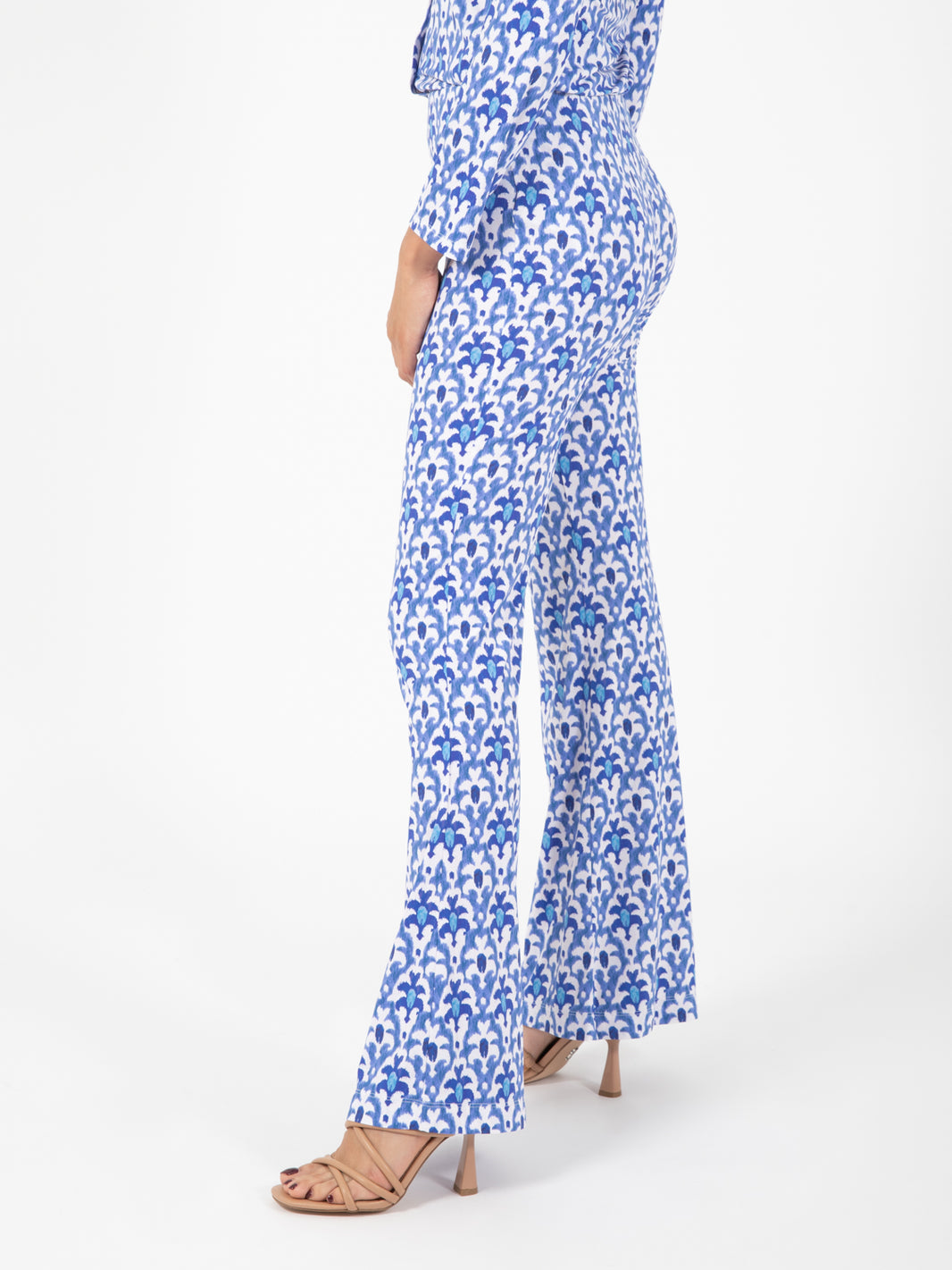 Officinalis flared trousers blue / white / light blue