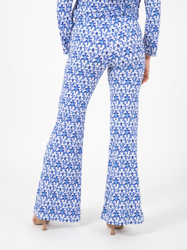 MALIPARMI - Pantaloni svasati Officinalis blu / bianco /azzurro