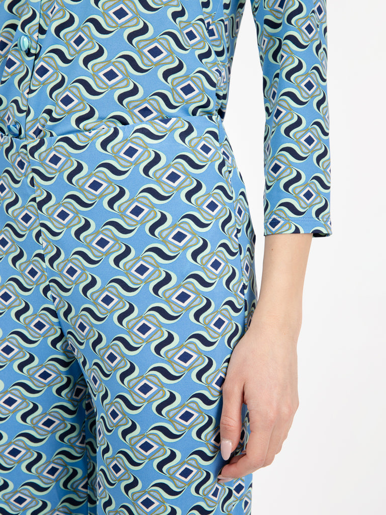 MALIPARMI - Pantaloni Swirl print azzurro / blu / verde