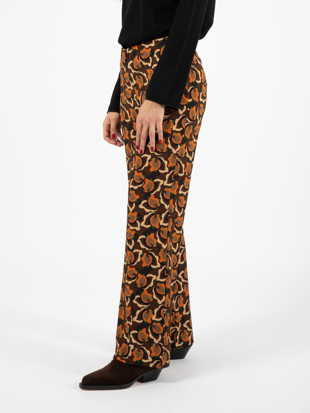 Camoleaves orange / black / dark brown palazzo pants