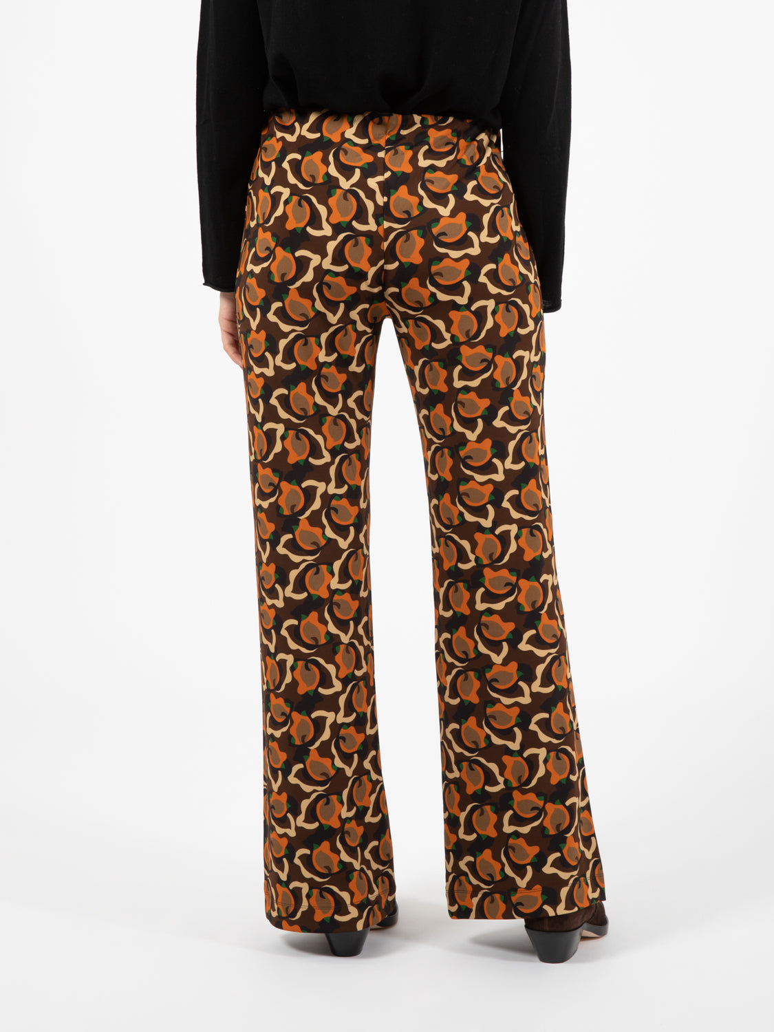 Camoleaves orange / black / dark brown palazzo pants