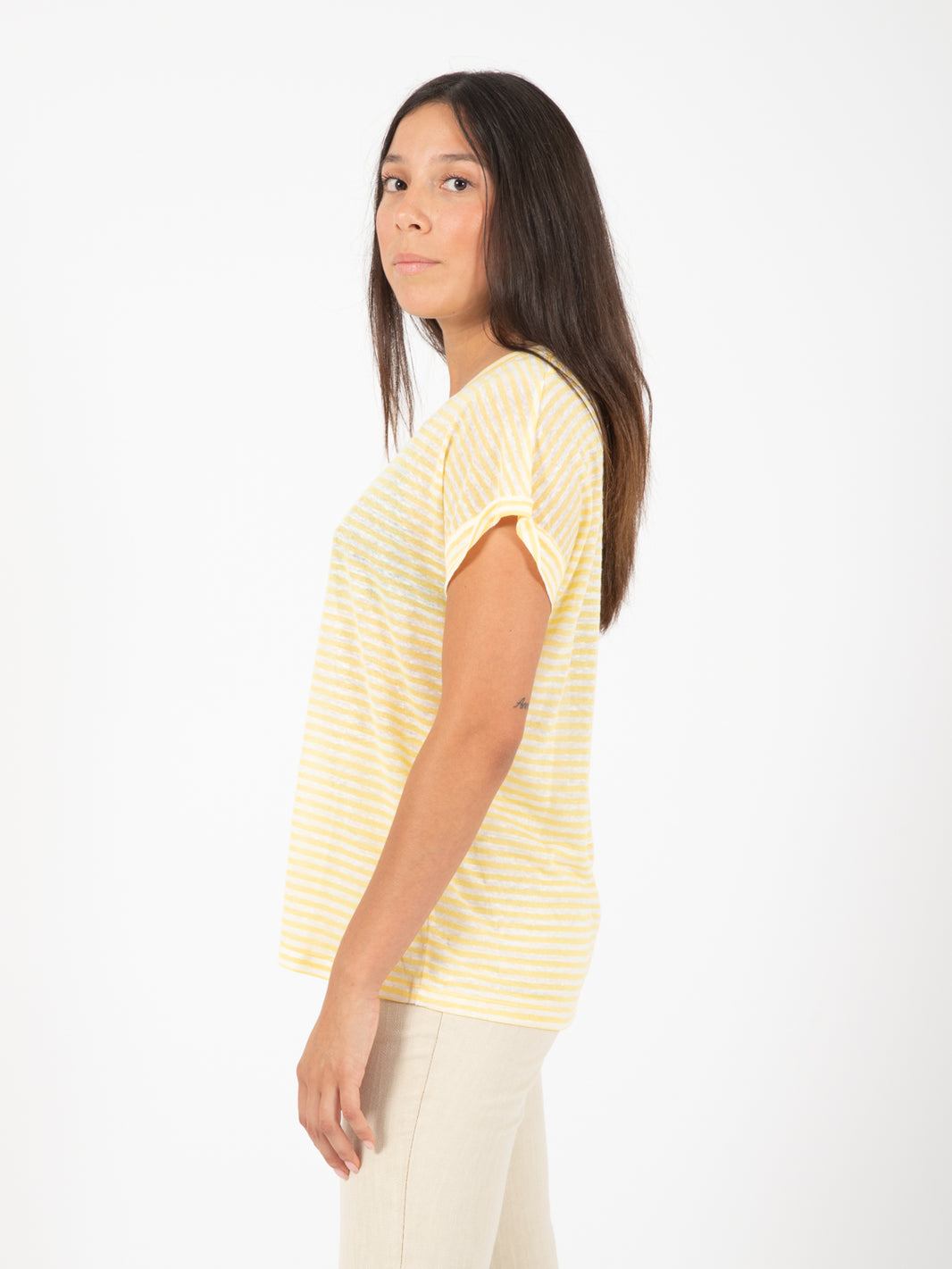 Yellow jersey striped t-shirt