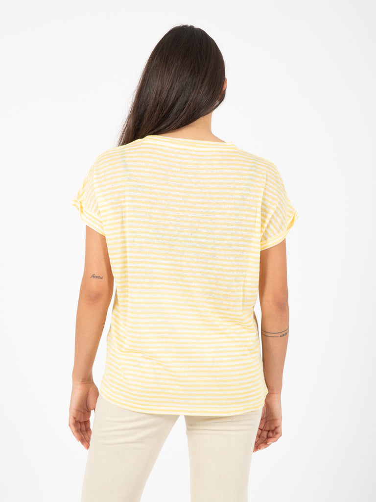 MALIPARMI - T-shirt striped jersey giallo