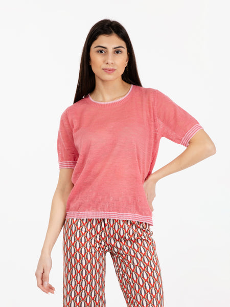 T-shirt summer linen rosa / soft pink