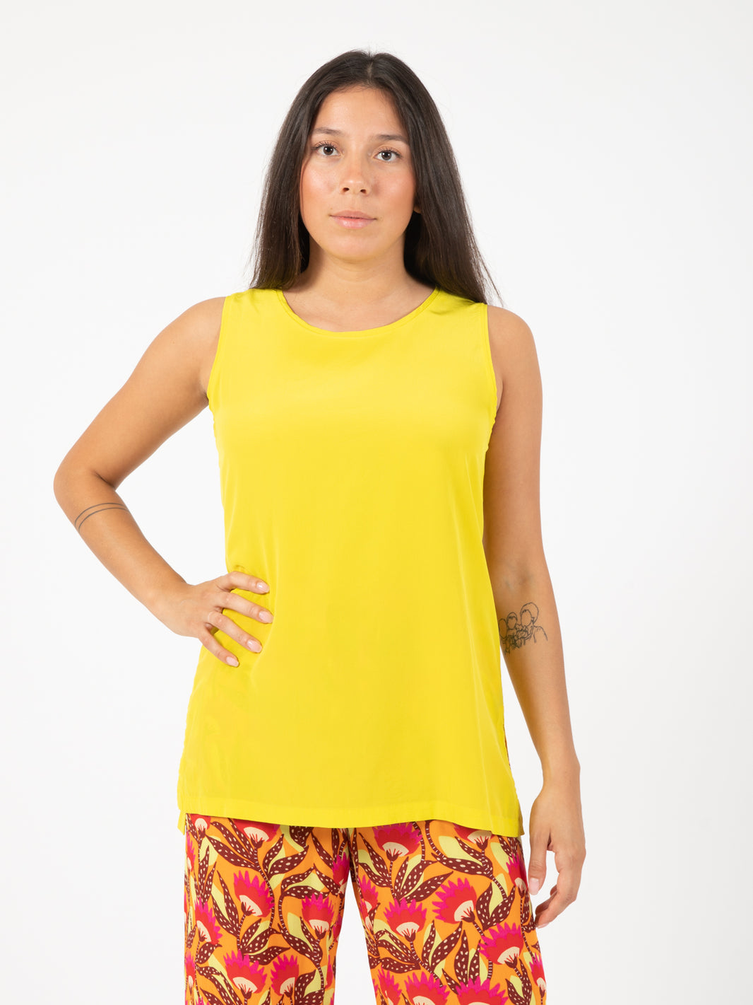 Top lime crepe de chine