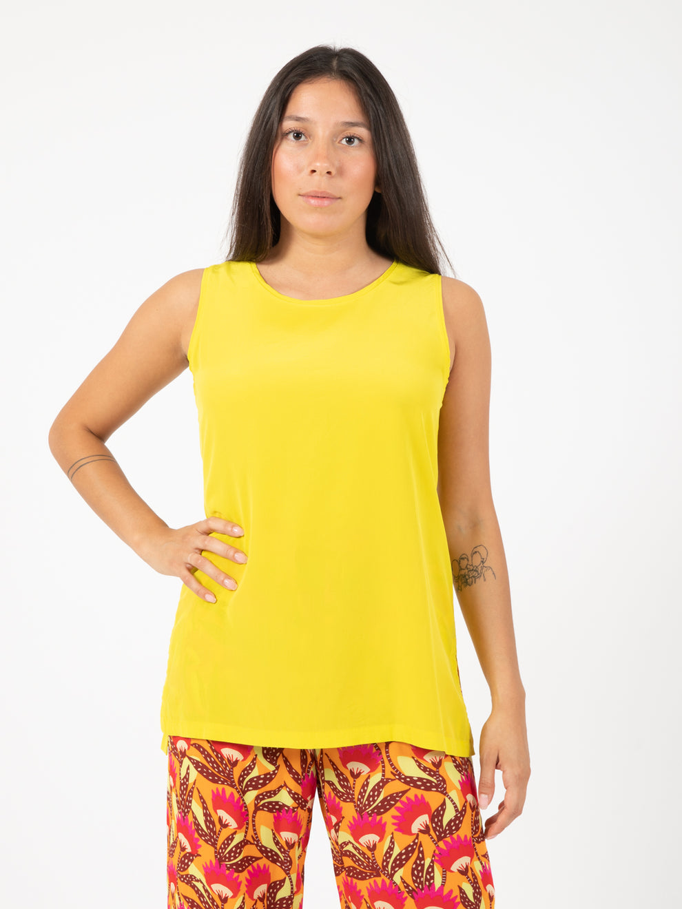 Top lime crepe de chine