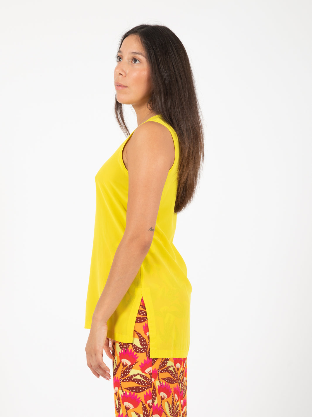 Top lime crepe de chine