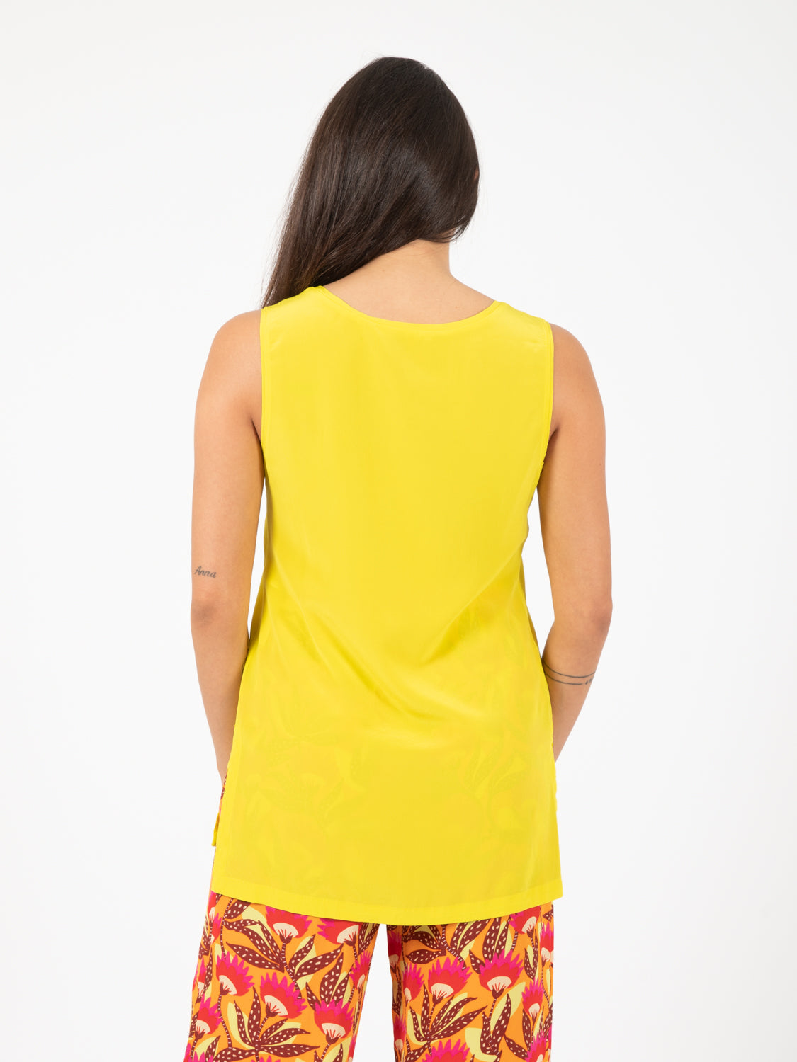 Top lime crepe de chine