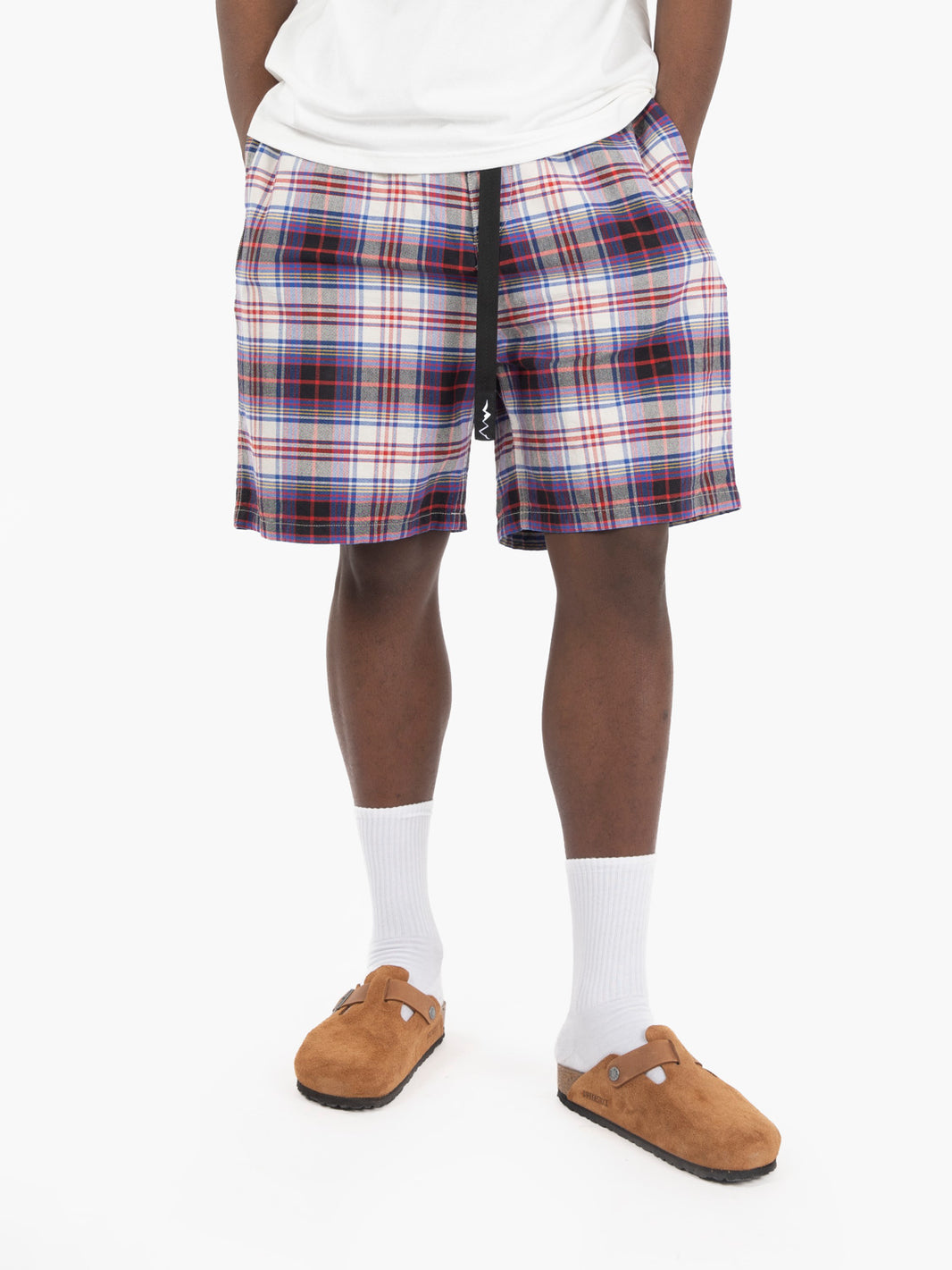 Washed plaid short purple