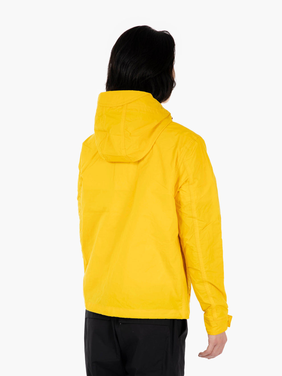 Yellow hooded windbreaker