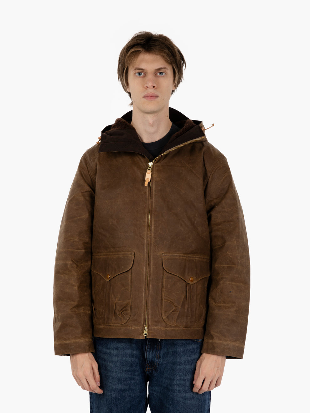 Dark tan jacket with hood