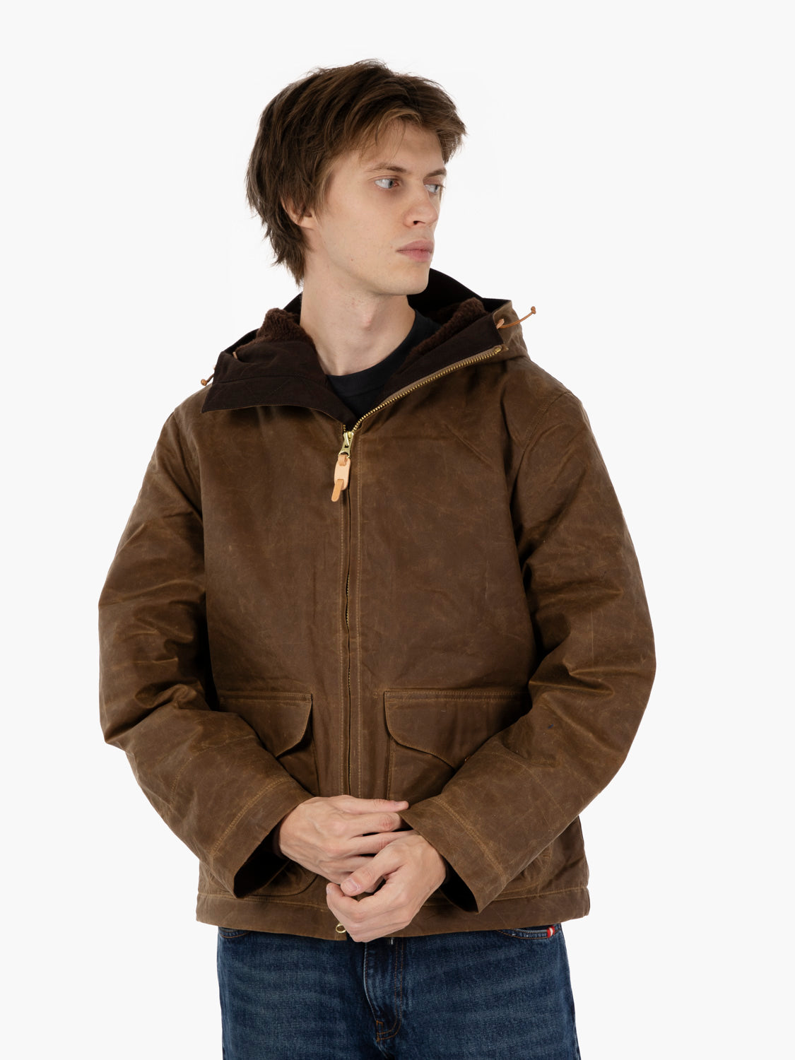 Dark tan jacket with hood