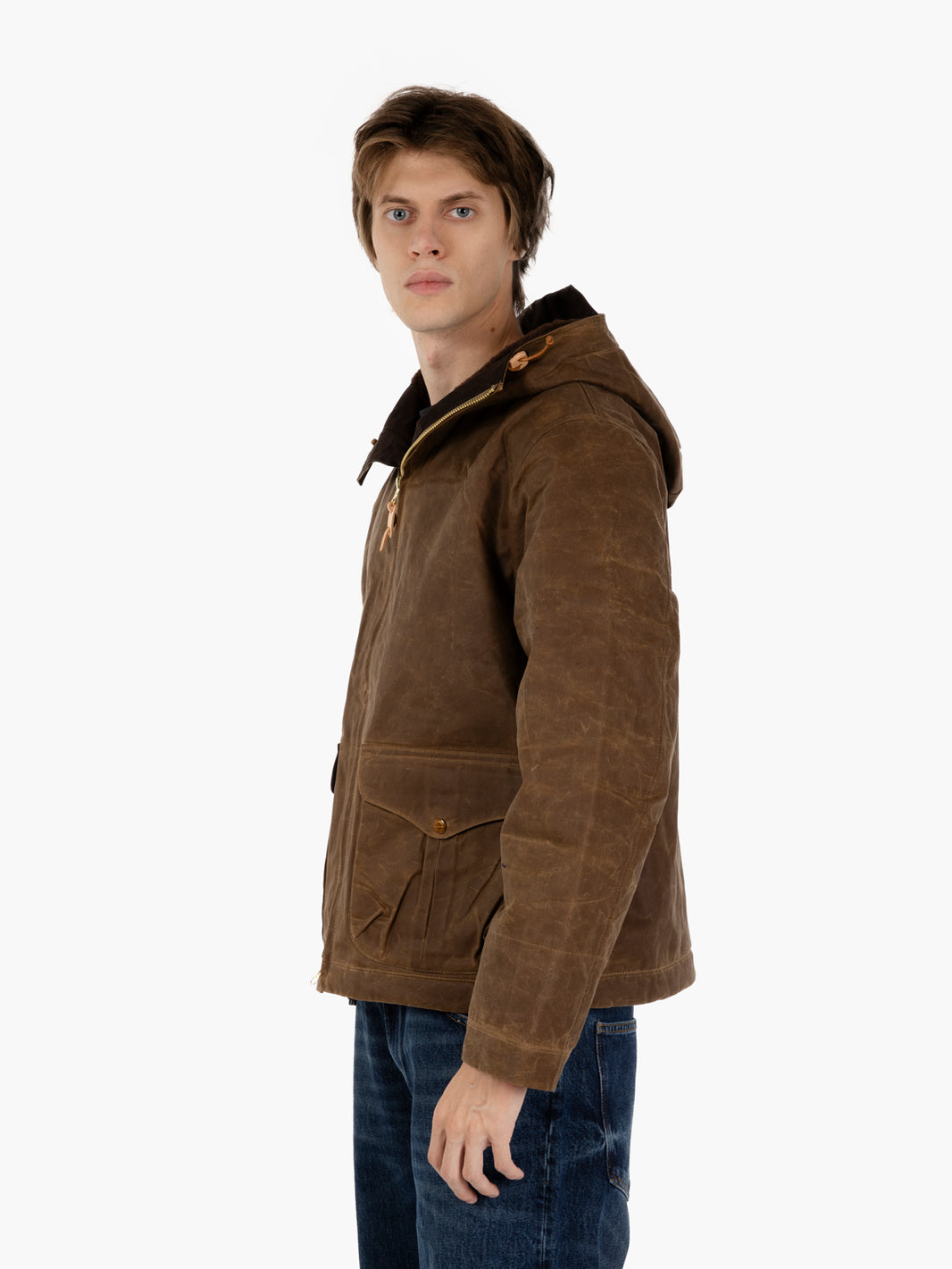 Giubbotto dark tan con cappuccio