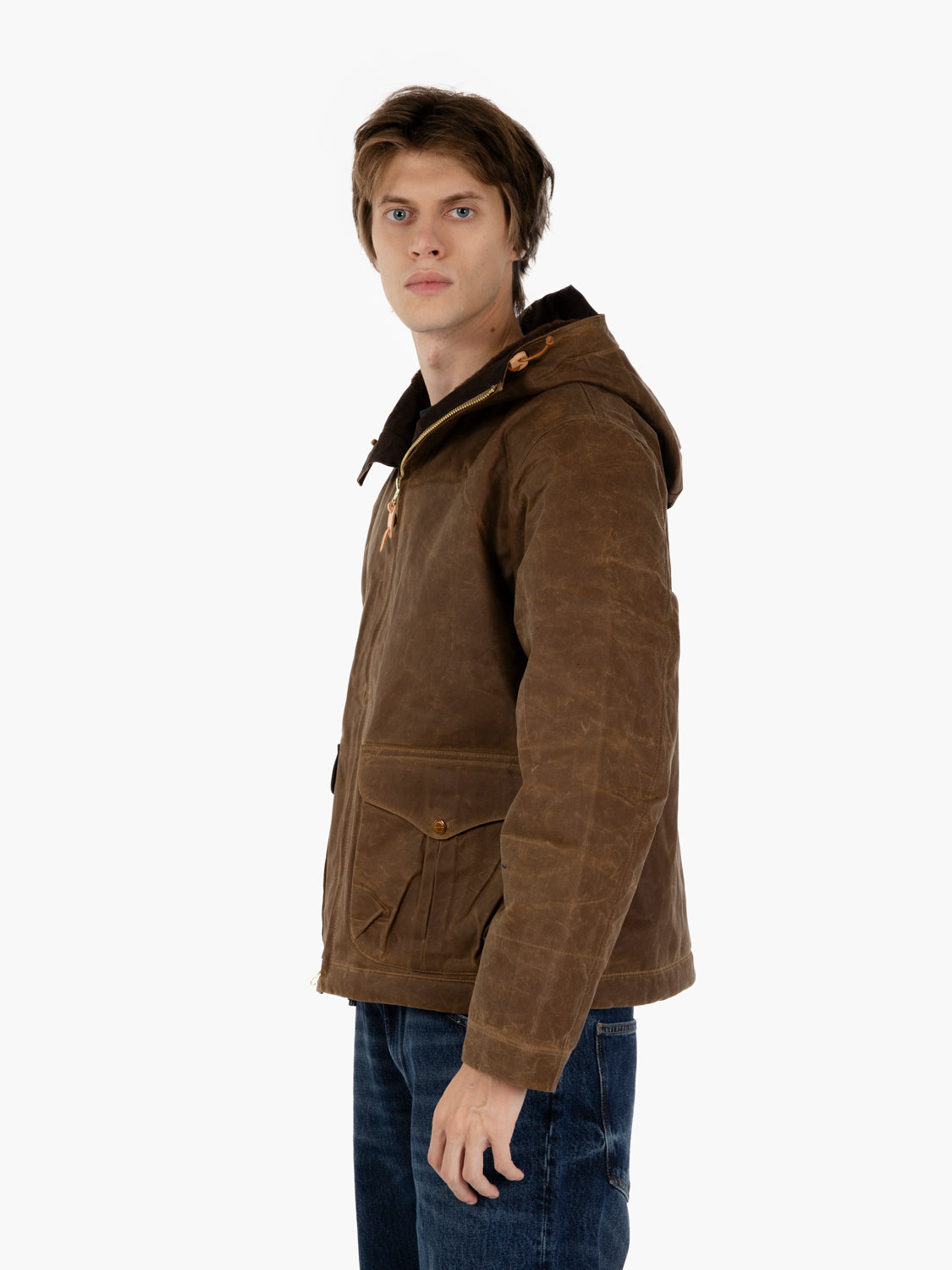 Dark tan jacket with hood
