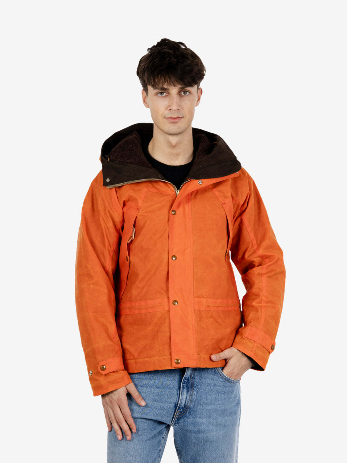 Orange waxed cotton jacket