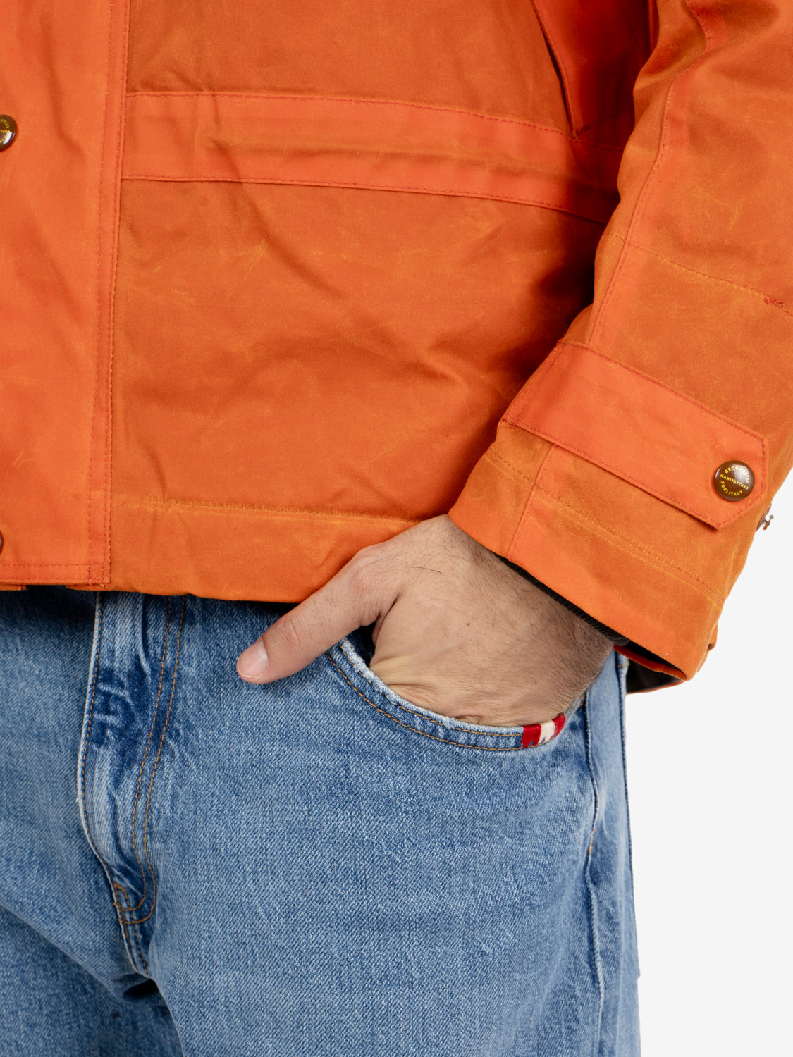 Orange waxed cotton jacket