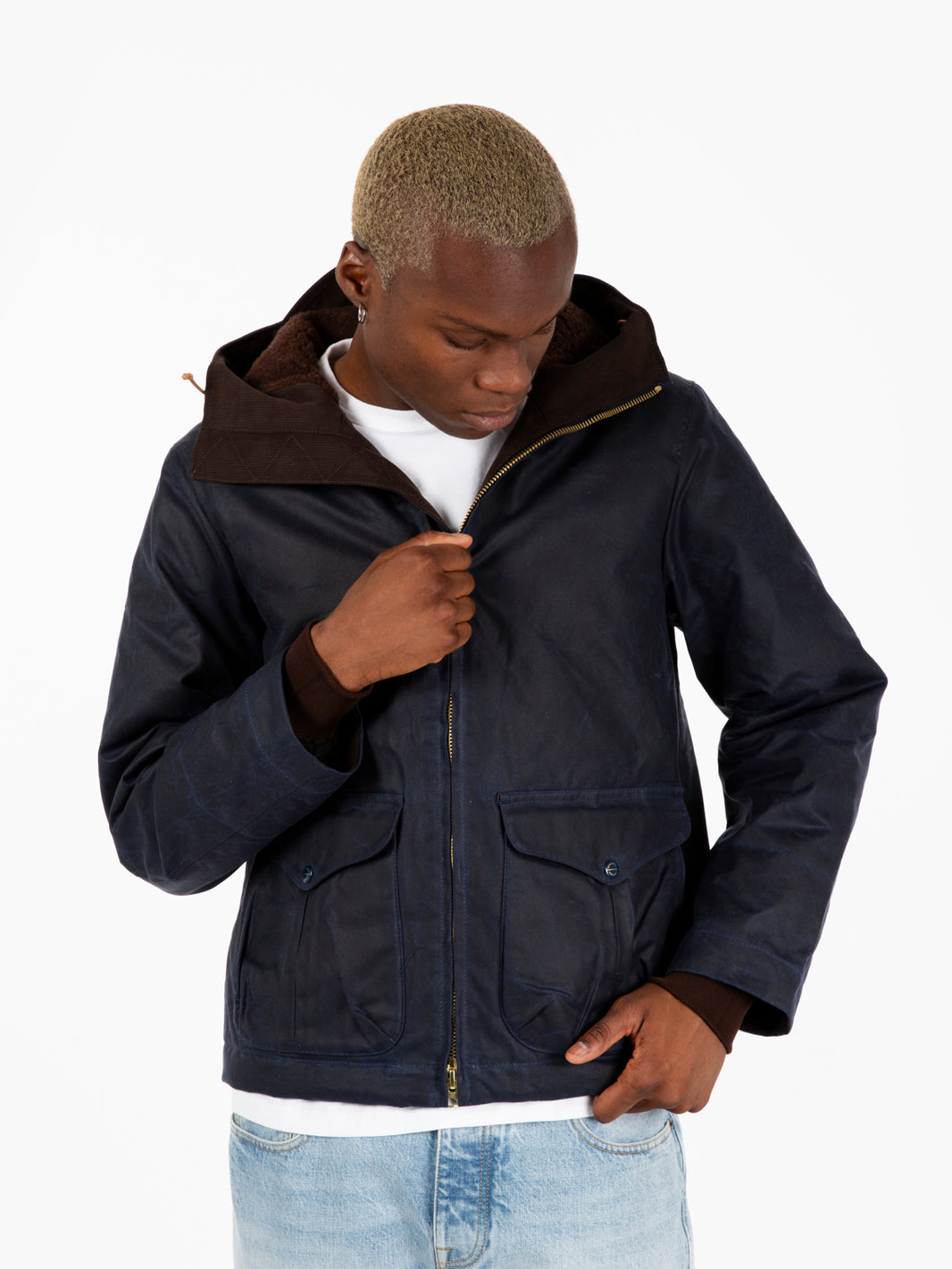Giubbotto navy con cappuccio